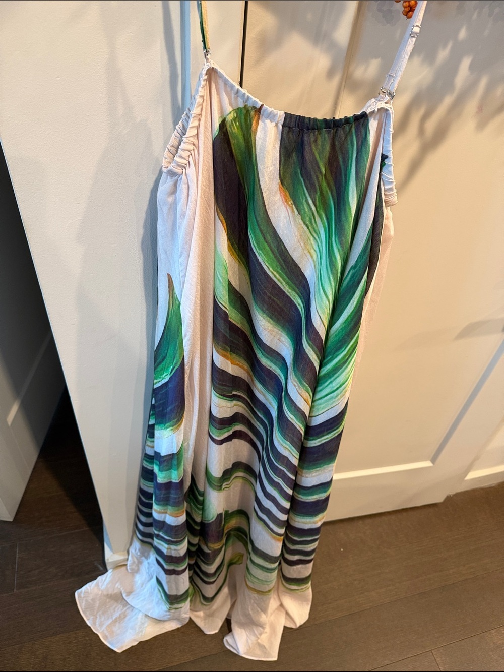Anthropologie Flowing Green & Black Print Maxi Dress - Picture 6 of 7